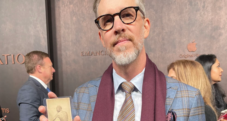 Emancipation producer Joey McFarland showing "Whipped Peter" at the red carpet event.