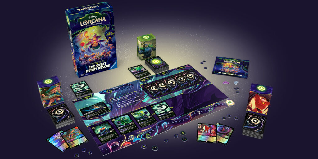 A layout of the new game Disney Lorcana: Illumineer's Quest - The Great Hunny Rescue | Agents of Fandom